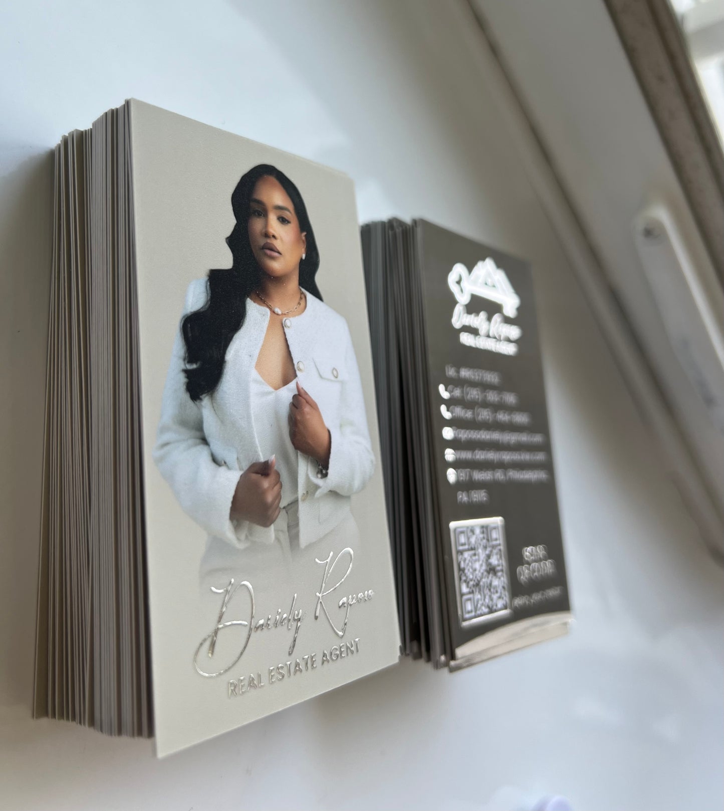 3D Raised Foil Business Cards (DESIGN & PRINT - SILVER)